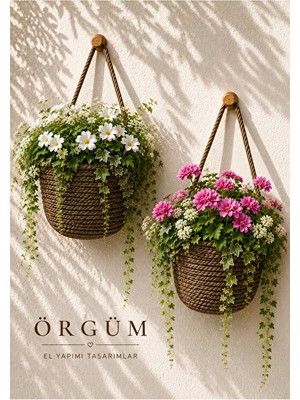 Orvessa Bohem Tarzı Hasır Görünümlü 2'li Mini Sepet Seti, Dekoratif ve Kullanışlı