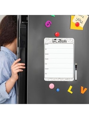 Aesco Dünya Magnet Hafalık Menü Magnet Planlayıcı, Katlanabilir Silinebilir Mıknatıslı Yazı Tahtası Kalem