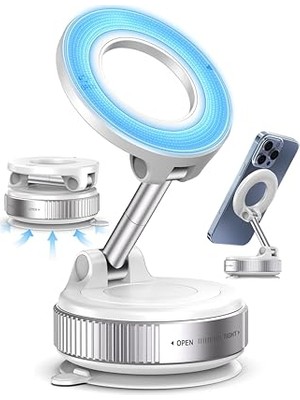 Aesco Magnetpro 360° Ayarlanabilir Araç Içi Masa Üstü Vakumlu Mıknatıslı Magsafe Telefon Tutucu (Beyaz)