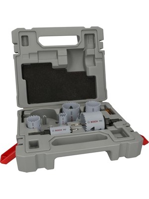 Aesco Bosch 12X Pro Multi Material Delik Açma Testeresi Seti - Standart Tutucu (Yumuşak Ahşap, Alçıpan, Ø 22, 29, 35, 44, 51, 64 Mm, Professional Aksesuar Döner Matkap/vidalamalar, Darbeli Matkap/vidalama)