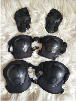 Odea Bisiklet Scooter Paten Kaykay Koruyucu Set 6 Parça Dizlik Dirseklik Eldiven 4-12 Yaş, Siyah