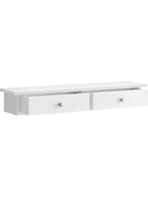 Odea Songmıcs Duvar Rafı, 2 Çekmeceli Asma Raf, Parlak Yüzey, 15 Kg'a Kadar Taşıma Kapasitesi, 65 x 15 x 10 Cm, Koridor, Oturma Odası ve Mutfak, LWS65WT, Ahşap