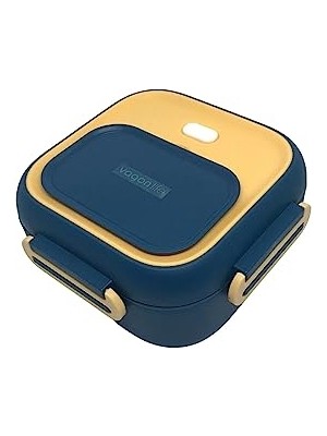 Odea Vagonlife Bento 500ML Lunchbox Tek Katlı Çelik Sefer Tası Yemek Kutusu (Lacivert-Sarı)