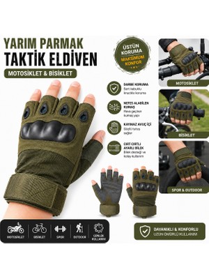 Beneficio Yarım Parmak Taktik Eldiven Motosiklet Eldiveni Bisiklet Eldiveni Darbe Korumalı Kaymaz Outdoor Spor Eldiveni