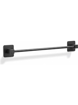 Odea Siyah Uzun Havluluk – Duvara Monte Yapışkanlı Metal Havlu Askısı 42 Cm, Mat Siyah Banyo Aksesuarı