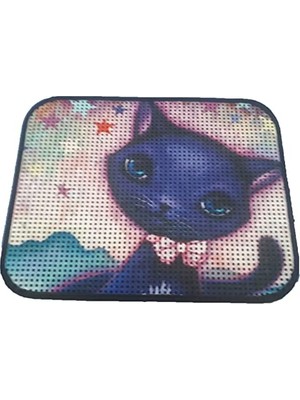 Odea Elekli Desenli Kedi Tuvalet Önü Paspası 60 x 45 cm Mavi Kedi