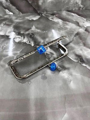 Velanee 15 cm Mavi Taş Detaylı Gümüş Renk Metal Çanta Klipsi