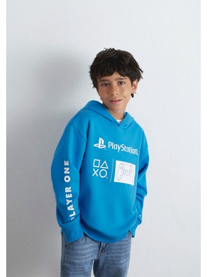 Mavi Playstation Baskılı Kapüşonlu Mavi Sweatshirt​ 6S10131-70772