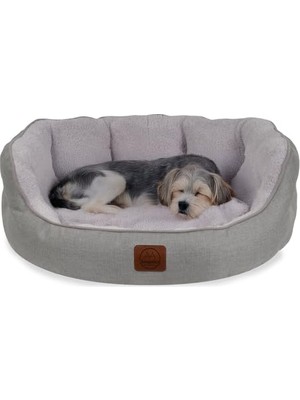 Odea Jungolica Coco Kedi ve Köpek Yatağı Gri, Oval Tasarım, Çift Taraflı Yıkanabilir Minder, Ultra Yumuşak, Yükseltilmiş Yan Destek, Kaydırmaz Taban (Medium)
