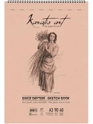 Odea A3 Eskiz Defteri, 90 G/m² Ince Grenli Kağıt, 40 Yaprak Spiralli Sketchbook, Kurşun Kalem, Kömür ve Pastel Çizimler Için Uygun, Kolay Silinebilir, Perforeli Sayfalar, Profesyonel ve Öğrenci Kullanımı I