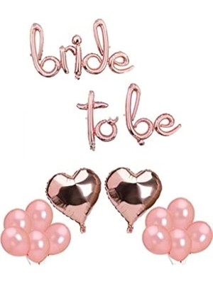 Odea Bride To Be Imza Folyo Balon 10 Adet Rose Gold Balon 2 Adet 16 Inc Kalp Folyo Balon