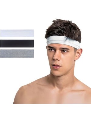 Odea Spor Saç Bandı 3lü Sporcu Erkek Kafa Bandı Headband Tenis Ter Bantı Fitness Saç Bantları Yo Crossfit Bisiklet Koşu Canlı Iddia Yürüyüş Erkekler  Lig Saç Bantı