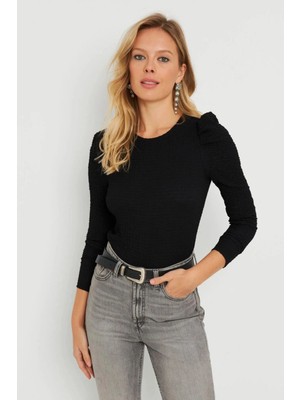 TeknoKapsül Cool & Sexy Kadın Bürümcük Bluz Siyah AYD284