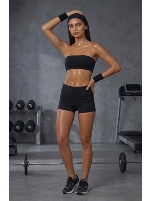 Odea Pamuklu Sporcu Saç Bandı ve Bileklik Seti - Tenis Yo Fitness Bandı 3'lü Set