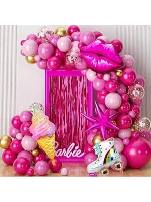 Odea Pembe Balon Çelenk Arch Kiti Prenses Temalı Parti Kız Doğum Günü