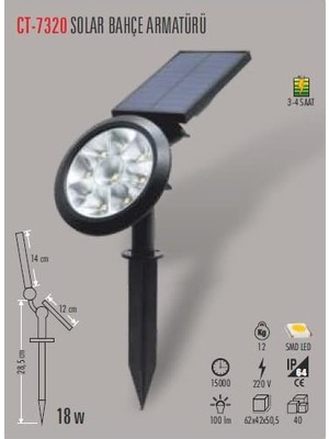 Odea CT-7320 18W Solar Bahçe Armatürü Yeşil