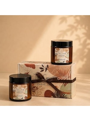 Odea Kokulu Mum 2'li Set - Soya Mum Hediye Seti, Sandalağacı ve Okyanus Aromalı Amber Kavanoz Mumlar -%100 Doğal Soya Wax, Özel Tasarım Kutulu