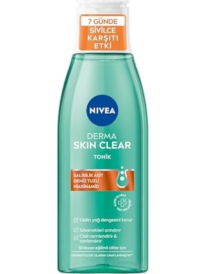 Odea Nıvea Derma Skin Clear Sivilce Karşıtı Tonik 200ML,GÖZENEK Arındırıcı,cildin Yağ Dengesini Korur,nemlendirir,salisilik Asit (Bha) Deniz Tuzu, Niasinamid,sivilceye Eğilimli Ciltler