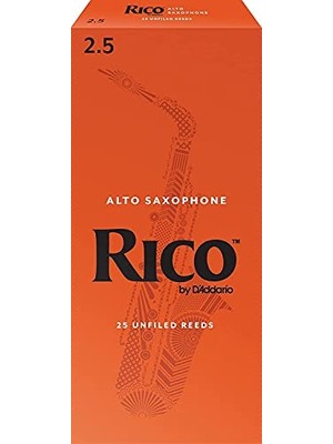 Odea Rico Saxophone Reeds - Alto Saksafon Için Kamışlar - Oynama Kolaylığı Için Daha Ince Vamp Kesimi, Net Ses Için Geleneksel Boşluk, Güçlü Ton Için Dosyasız - Alto Saksafon Sazlıkları 2.5 Güç, 25'li