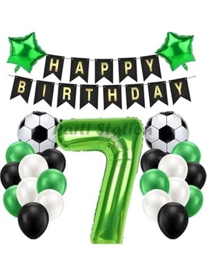 Odea Futbol Yeşil 7 Yaş Doğum Günü Balon Set Psyslfutbol