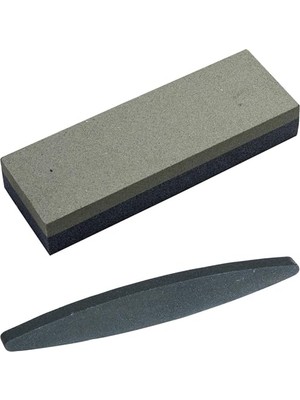 Odea Aee® Ikili Bileme Taşı Seti – 120# - 320# Grıt Kalın Dikdörtgen 200X50X25 mm & Ince Oval Tırpan Bileme Taşı 229 mm | Bıçak, Balta,makas,satır, Tırpan, Keser Bileyici Doğal Taş Seti