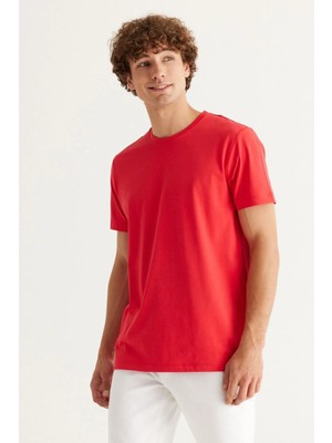 TeknoKapsül Altınyıldız Classics Erkek Nar Çiçeği Slim Fit Dar Kesim Bisiklet Yaka Pamuklu Tişört