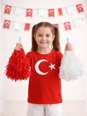 Odea Kırmızı Beyaz Metalik Ponpon – Milli Bayram Gösteri Ponponu 2'li