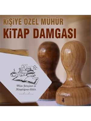 Odea K 17 Kitap Gözlük ve Kahve Temalı Kişiye Özel Ahşap Kitap Damgası Ex Libris Kitap Mührü