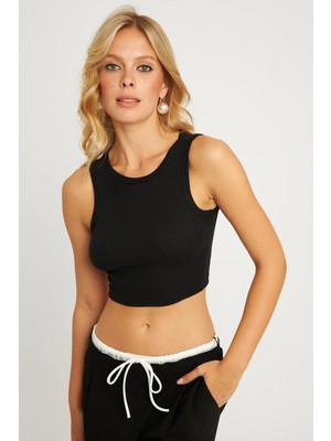 TeknoKapsül Cool & Sexy Kadın Siyah Crop Bluz XL2004
