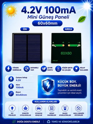 Nacario Oem 4.2V 100MA 60X60MM Güneş Paneli - Solar Panel