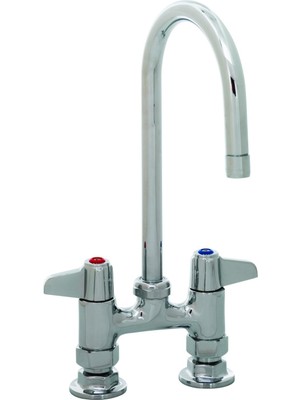Nacario T&s Brass 5F-4DLX05 5F-4DLX05, Musluk, Güverte Montajı, 10 cm Merkezler, 12,7 cm Döner Kaz Boynu