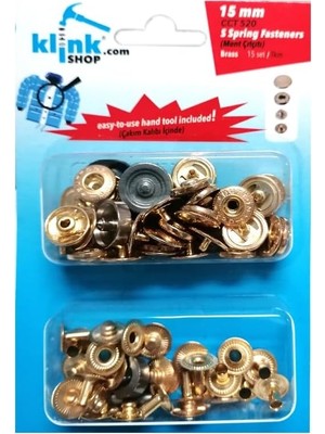 Nacario Çıtçıt 15 mm Kendin Yap Kiti, Mont, Giyim, Çanta, Deri Için Çekiçle Uygulama Aparatları ve Gold Renk 15 Adet Alfa Çıtçıt Düğme Takım-Paslanmaz Pirinç