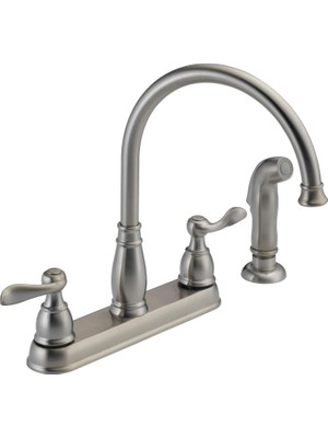 Nacario Delta Faucet Windemere 2 Kulplu Evye Bataryası Yan Püskürtücülü Uyumlu Yüzey, Paslanmaz 21996LF-SS, 5