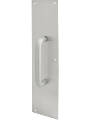 Nacario Prime Line Ürünler J 4640 Kapı Pull Plaka ile Yuvarlak Sap, 4-Inç x 40,6 Cm, Saten Alüminyum