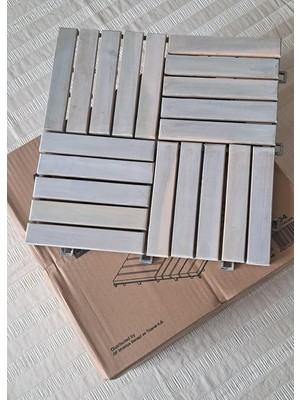 Nacario Akasya Ahşap Yer Karosu, Organik Beyaz 30X30 Cm, 10'lu Paket, 0.9 M² Yer Kaplama