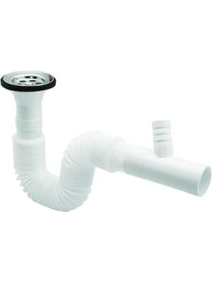 Nacario BADEM10 Körüklü Lavabo Sifonu Gider Borusu Çamaşır Bulaşık Makine Çıkışlı