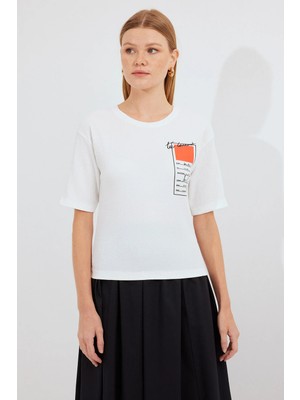 TeknoKapsül Bigdart 911 Baskılı Örme Basic Tişört - Turuncu