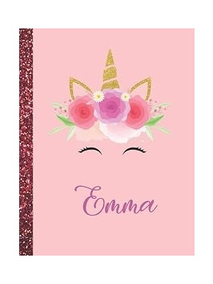 Nacario Emma: Emma Marble Size Unicorn Sketchbook Personalized White Paper For Girls And Kids To Drawing And Sketching Doodle Taking Note Size 8.5 x 11