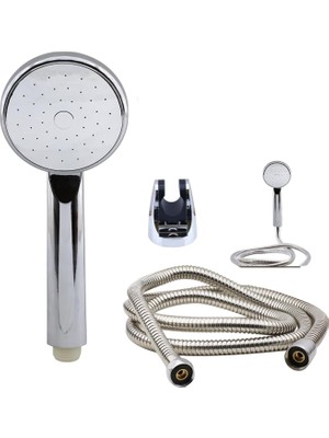 Nacario BADEM10 Duş Seti Fişkiye Banyo Duş Başlığı Set Fiskiyesi Telefonu Yuvarlak Klasik Başlık Metal Hortum