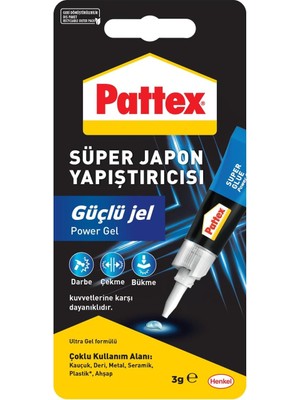 Nacario Pattex Süper Japon Yapıştırıcısı Güçlü Jel, Siyanokrilat Bazlı, Hareketli Yüzeylere Uygun, Çok Amaçlı, Anında Güçlü Tutuş Sağlayan Hızlı Yapıştırıcı, 3g