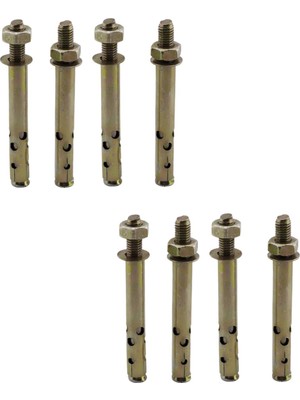 Nacario 8 Adet Saplamalı Gömlek Çelik Dübel M10X110 mm Raf Montaj Bağlantı Zemin Monte Tavan Asma Aparat
