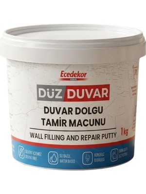 Nacario Düz Duvar - Dolgu ve Tamir Macunu, Su Bazlı, Solvent Içermez, Kokusuz, 1 kg