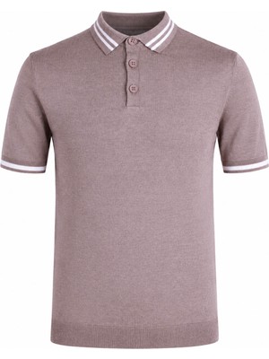 Trender Düğmeli Vizon Erkek Polo Yaka T-Shirt 17351