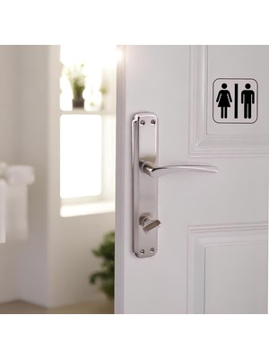 Nacario (2 Takım) Kilitlenebilir Wc Banyo Kapı Kolu Nikel Inox Aynalı Sağa Sola Uygun Iç Dış Tuvalet Kapısı