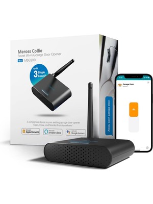 Nacario Meross Akıllı Garaj Kapısı Açacağı Apple Homekit ile Çalışır, Harici Anten ve 3 Tek Kapıya Kadar, Uygulama Kontrolü, Siri ve Alexa ile Uyumlu, Google Assistant 2,4 Ghz