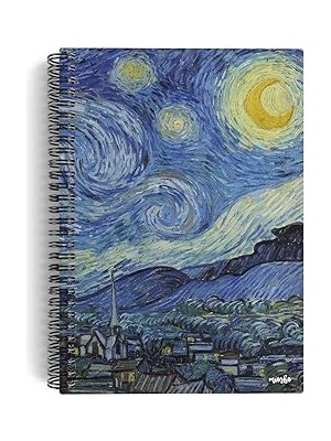 Nacario Vincent Van Gogh/the Starry NIGHT,1889 | Spiralli Defter 02 | A5 | Çizgisiz | 100 Sayfa | Sanat