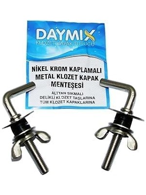 Nacario Daymıx Metal Klozet Kapak Menteşesi Vidası, Nikel Krom Kaplamalı, Alttan Sıkmalı, 5 kg Ağırlık Kapasiteli, 90 cm x 3.5 Cm, Pvc Menteşe Dahil