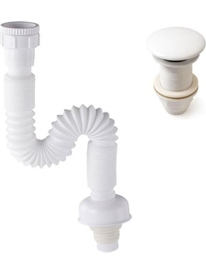 Nacario Fause Pop-Up Basmalı Beyaz Seramik Başlıklı Lavabo Sifonu KSF103-W