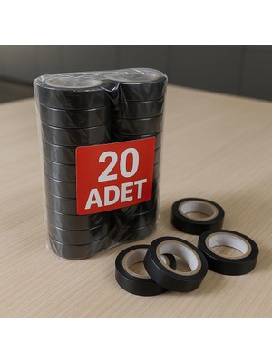 Nacario 20 Adet Siyah Elektrik Bandı Pvc Kablo Izole Bantı