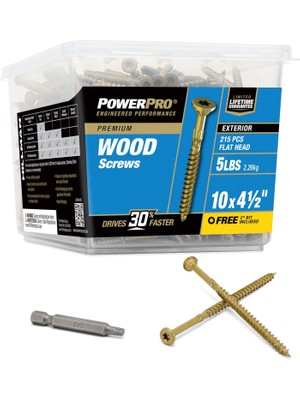 Nacario Power Pro 48616 Ahşap Vidalar, 10 x 4-1/2 Inç, Premium Dış Mekan Güverte Vidaları, Paslanmaya Dayanıklı, Epoksi Kaplı Bronz, 5 Lb Küvet, 237 Adet